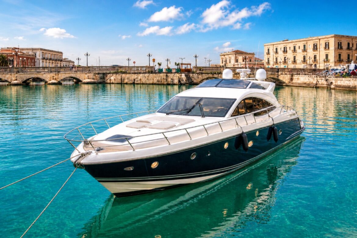 Luxury yacht Syracuse harbor